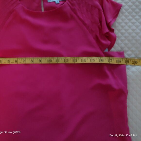 ANTONIO MELANI SILK FLUTTER SLEEVE BLOUSE TUCKING DETAIL MAGENTA PINK SZ S - Picture 7 of 10